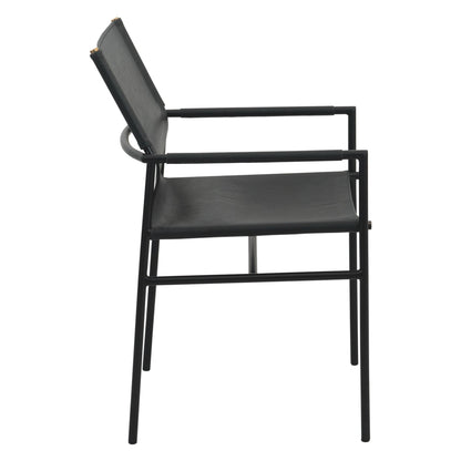 20.5" Black Leather Dining Armchair