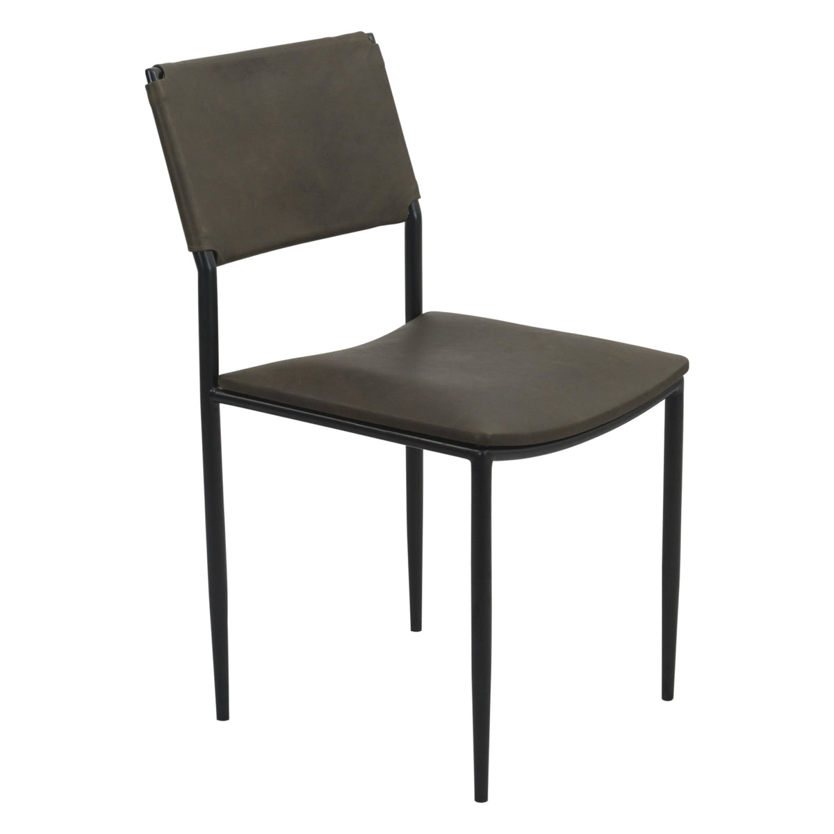 18" Olive Green Leather Dining Chair