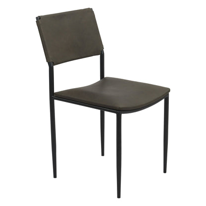 18" Olive Green Leather Dining Chair