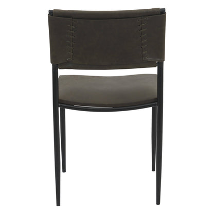 18" Olive Green Leather Dining Chair