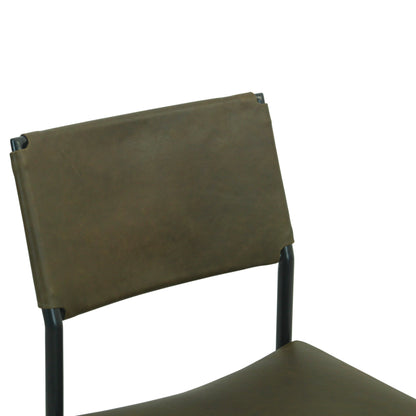 18" Olive Green Leather Dining Chair