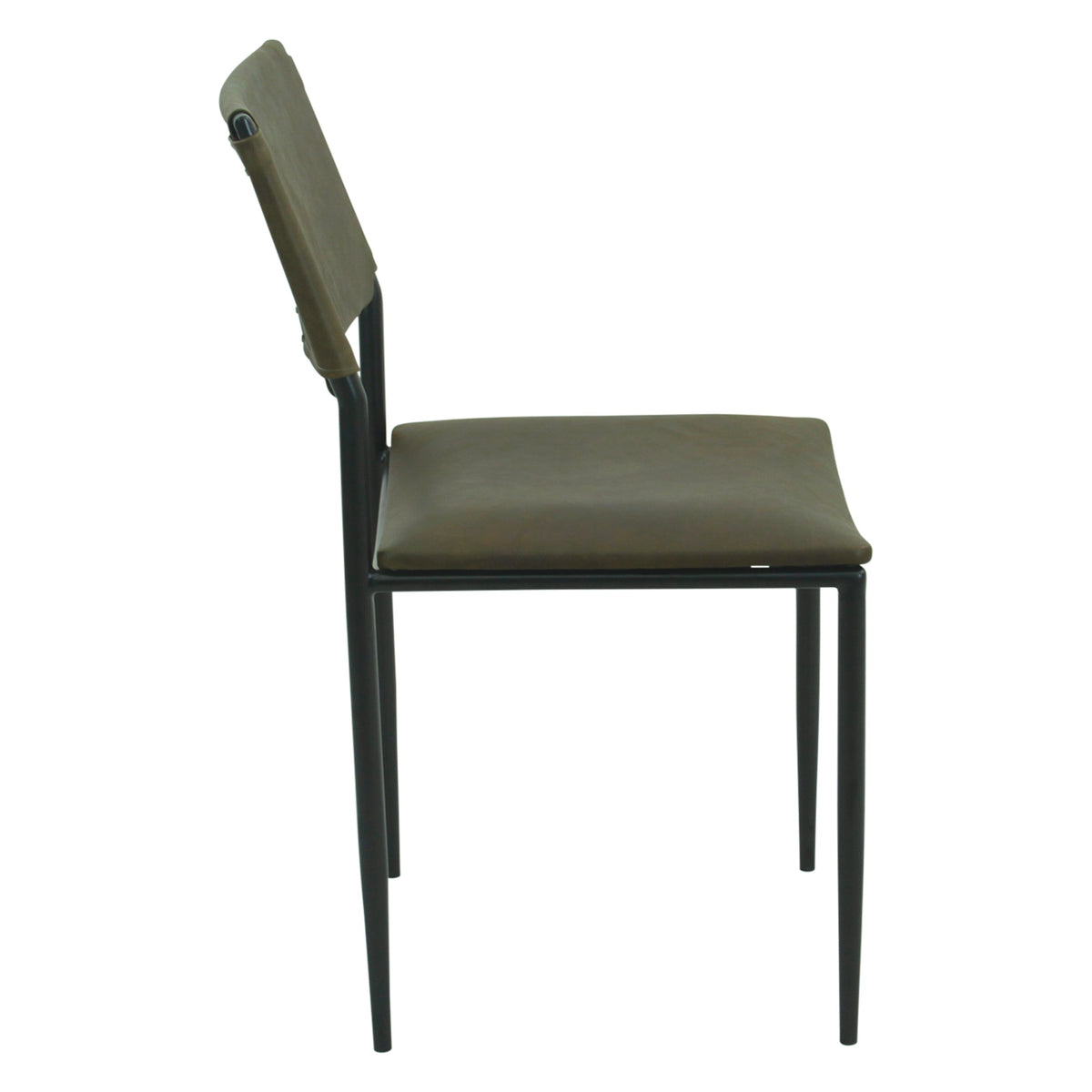 18" Olive Green Leather Dining Chair