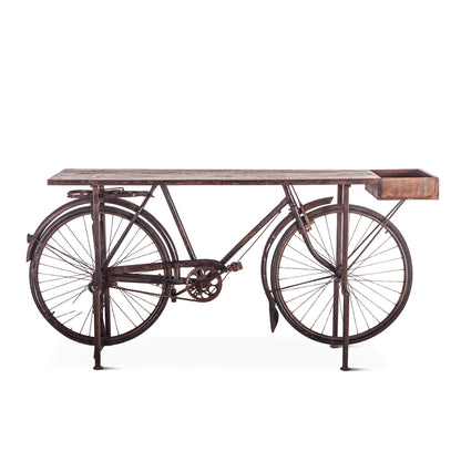 71" Reclaimed Teak Wood Bicycle Console Table