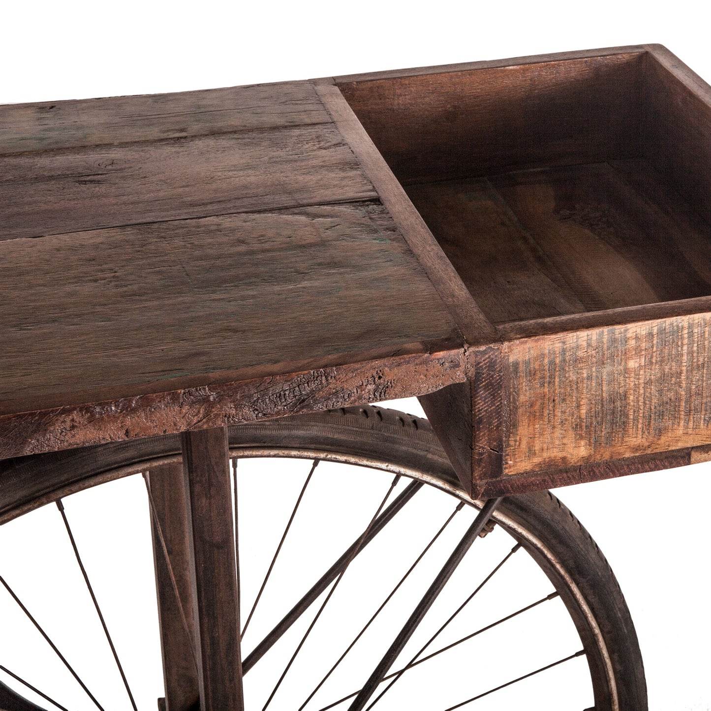 71" Reclaimed Teak Wood Bicycle Console Table