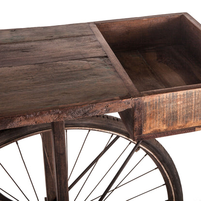 71" Reclaimed Teak Wood Bicycle Console Table