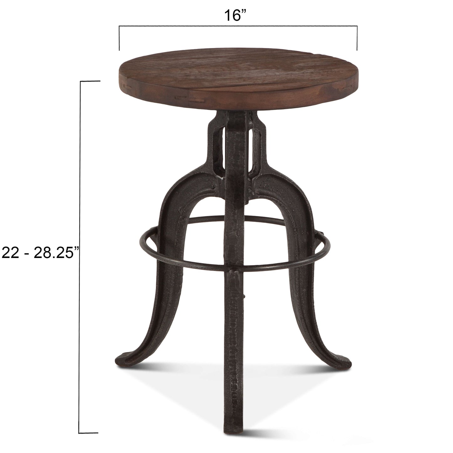16" Natural Reclaimed Teak Adjustable Stool