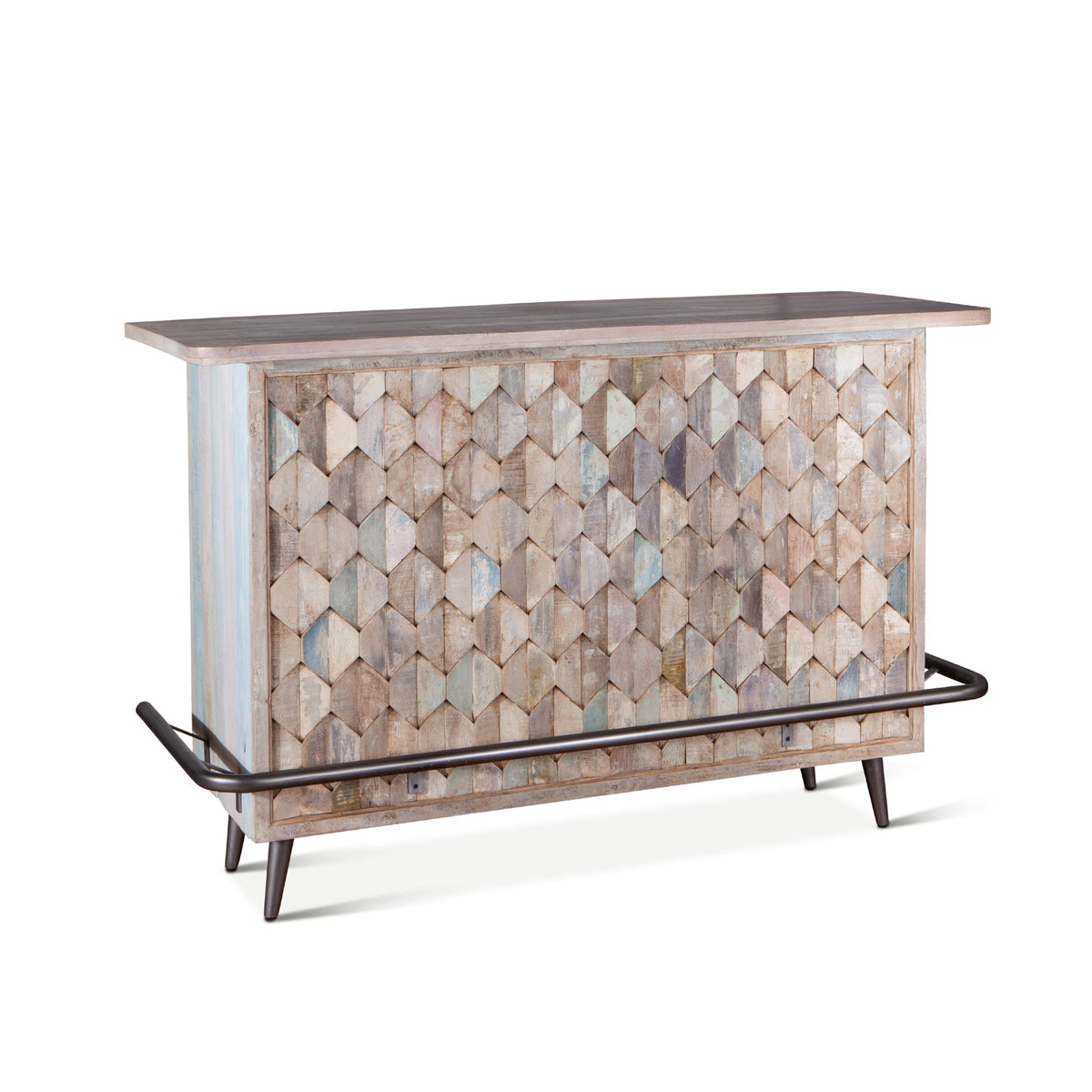 62" Vintage Teal Reclaimed Wood Bar