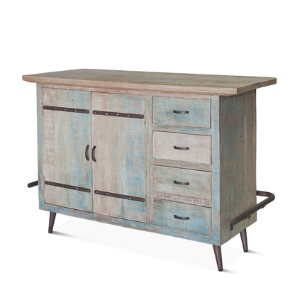 62" Vintage Teal Reclaimed Wood Bar
