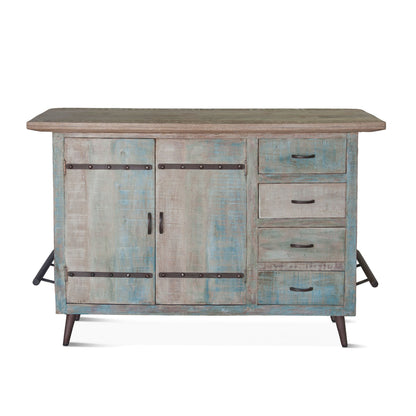 62" Vintage Teal Reclaimed Wood Bar
