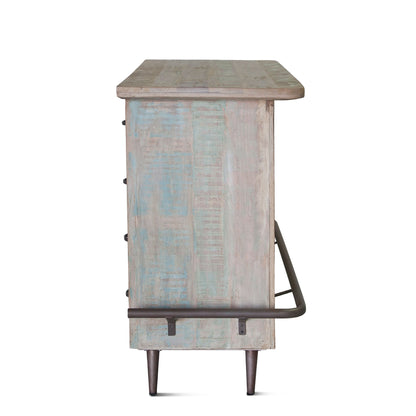 62" Vintage Teal Reclaimed Wood Bar