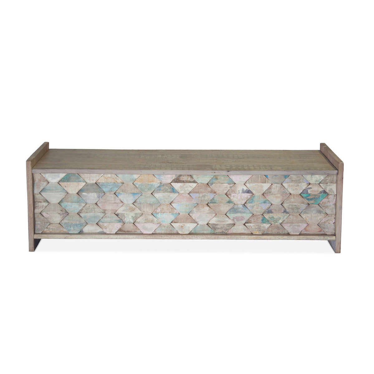 60" Vintage Teal Reclaimed Wood Storage Bench
