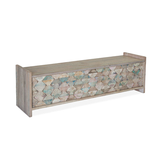 60" Vintage Teal Reclaimed Wood Storage Bench