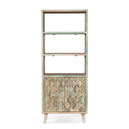 31" Vintage Teal Reclaimed Wood Bookshelf