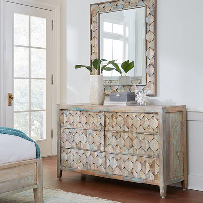 57" Vintage Teal Reclaimed Wood Dresser
