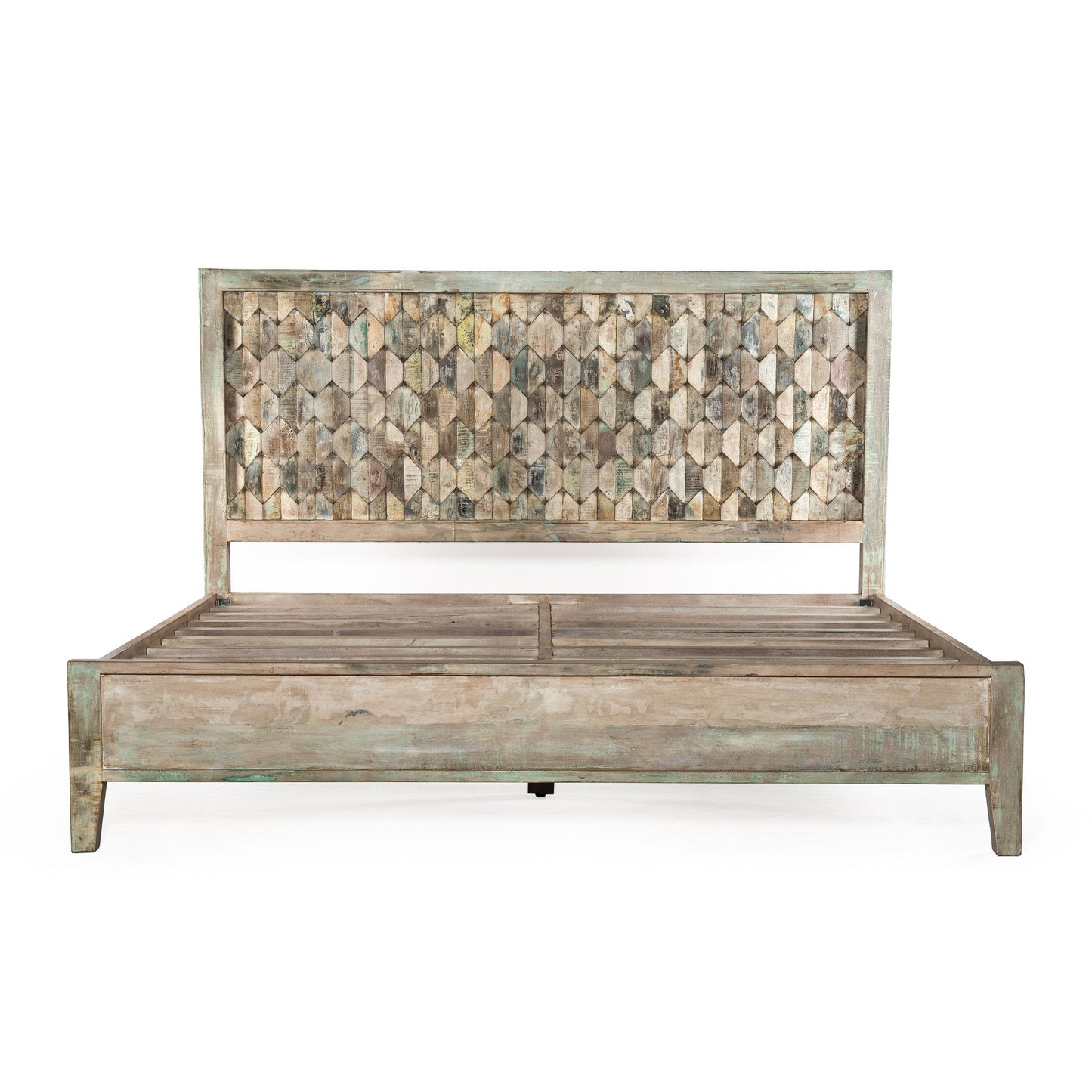 80" Vintage Teal Reclaimed Wood King Size Bed