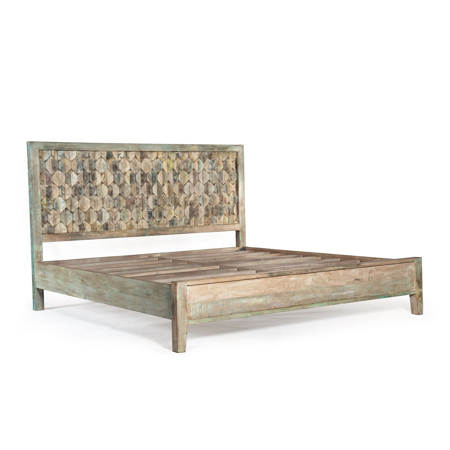 80" Vintage Teal Reclaimed Wood King Size Bed