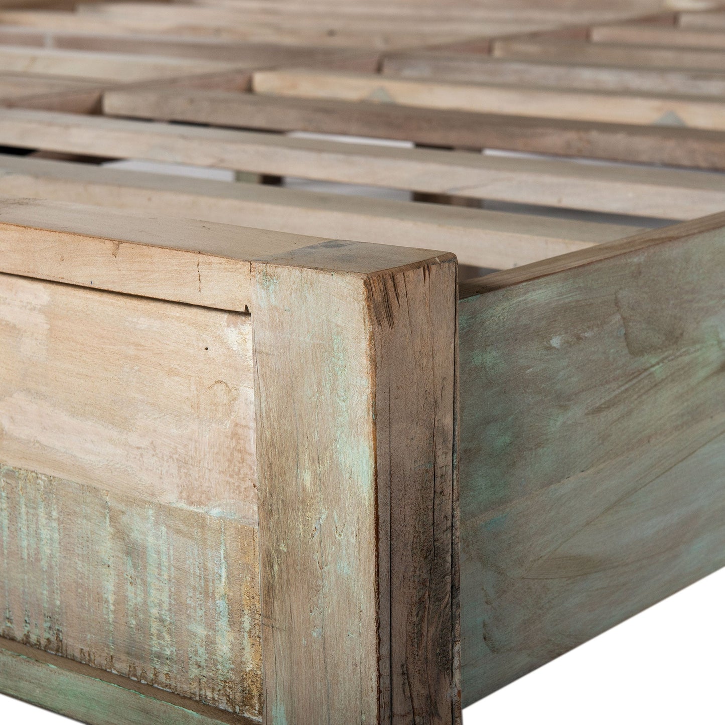 64" Vintage Teal Reclaimed Wood Queen Size Bed