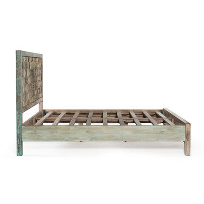 64" Vintage Teal Reclaimed Wood Queen Size Bed