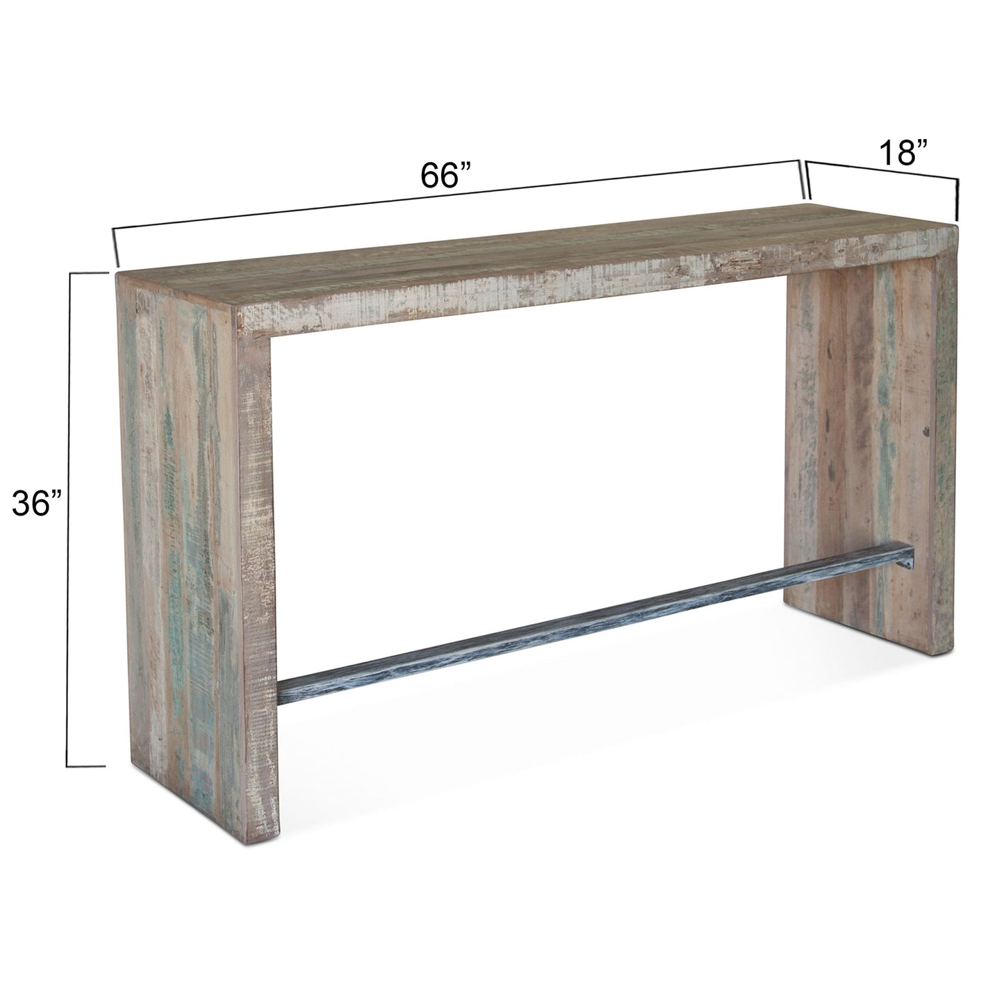 66" Vintage Teal Reclaimed Wood Gathering Table