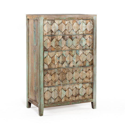 32" Vintage Teal Reclaimed Wood Chest