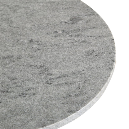 18" Gray Marble and Black Mango Wood Side Table