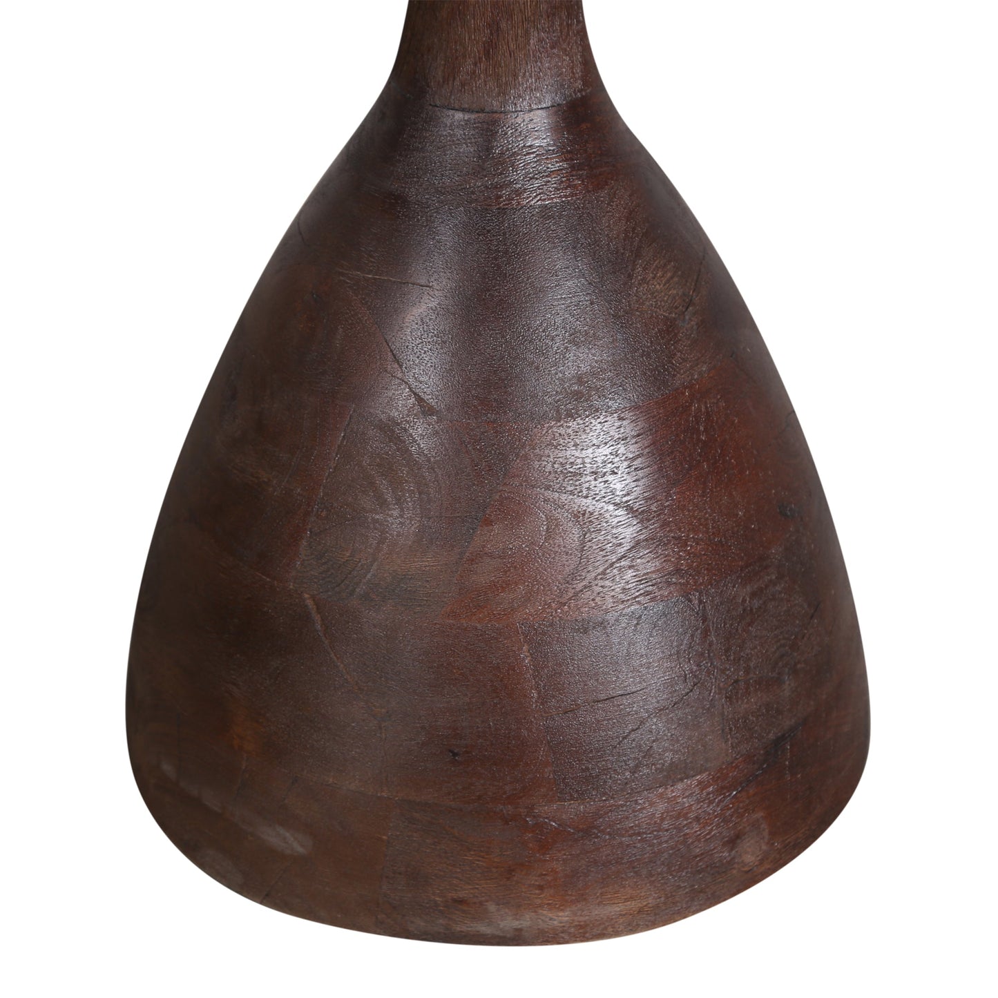 16" Walnut Wood and White Marble Side Table