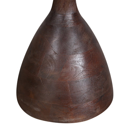 16" Walnut Wood and White Marble Side Table