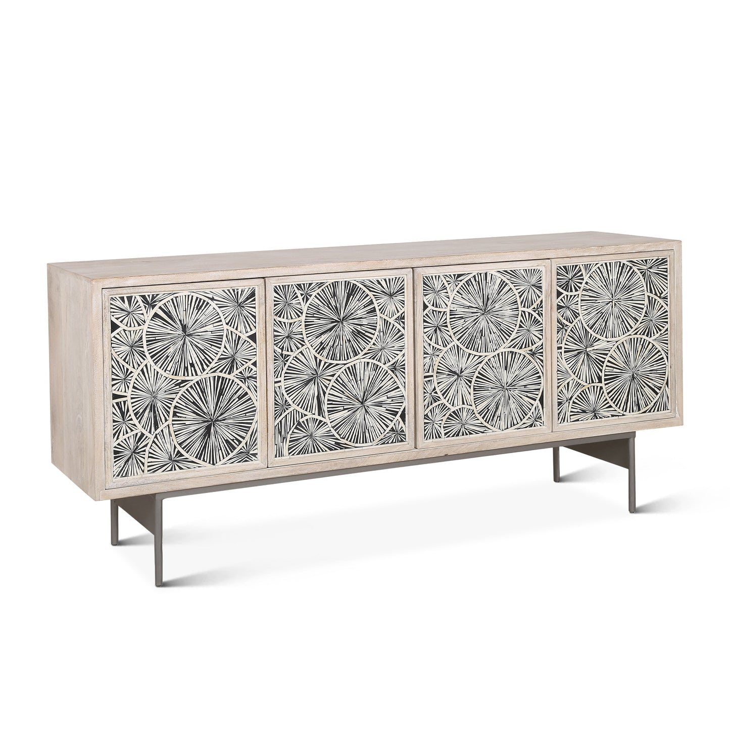 67" Whitewash Mango Wood Sideboard