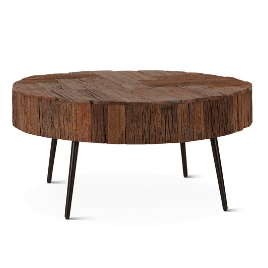 38" Reclaimed Wood Round Coffee Table