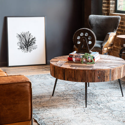 38" Reclaimed Wood Round Coffee Table