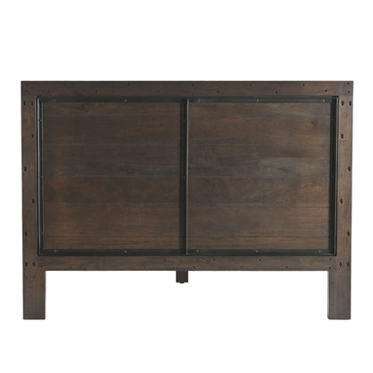 66" Dark Java Carved Wood Queen Size Bed