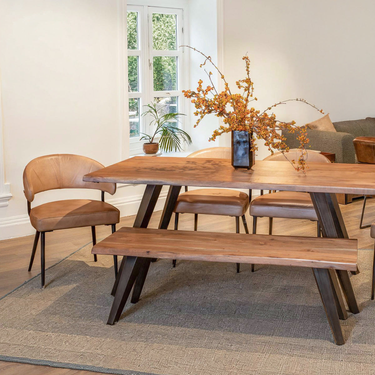 54" Smoked Acacia Wood Bench