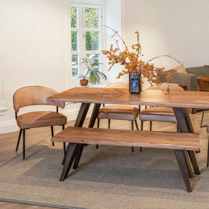 54" Smoked Acacia Wood Bench