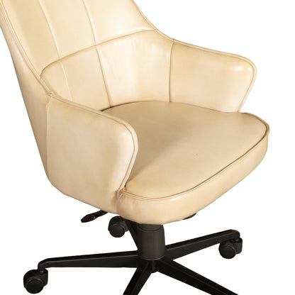 21" Antique Ivory Leather Chair