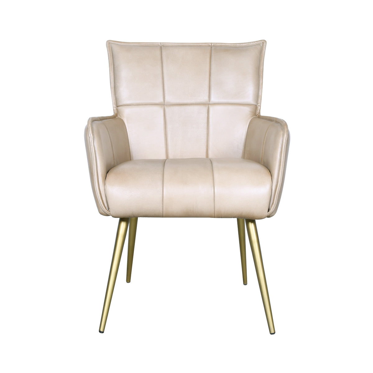 23" Antique Ivory Leather Armchair