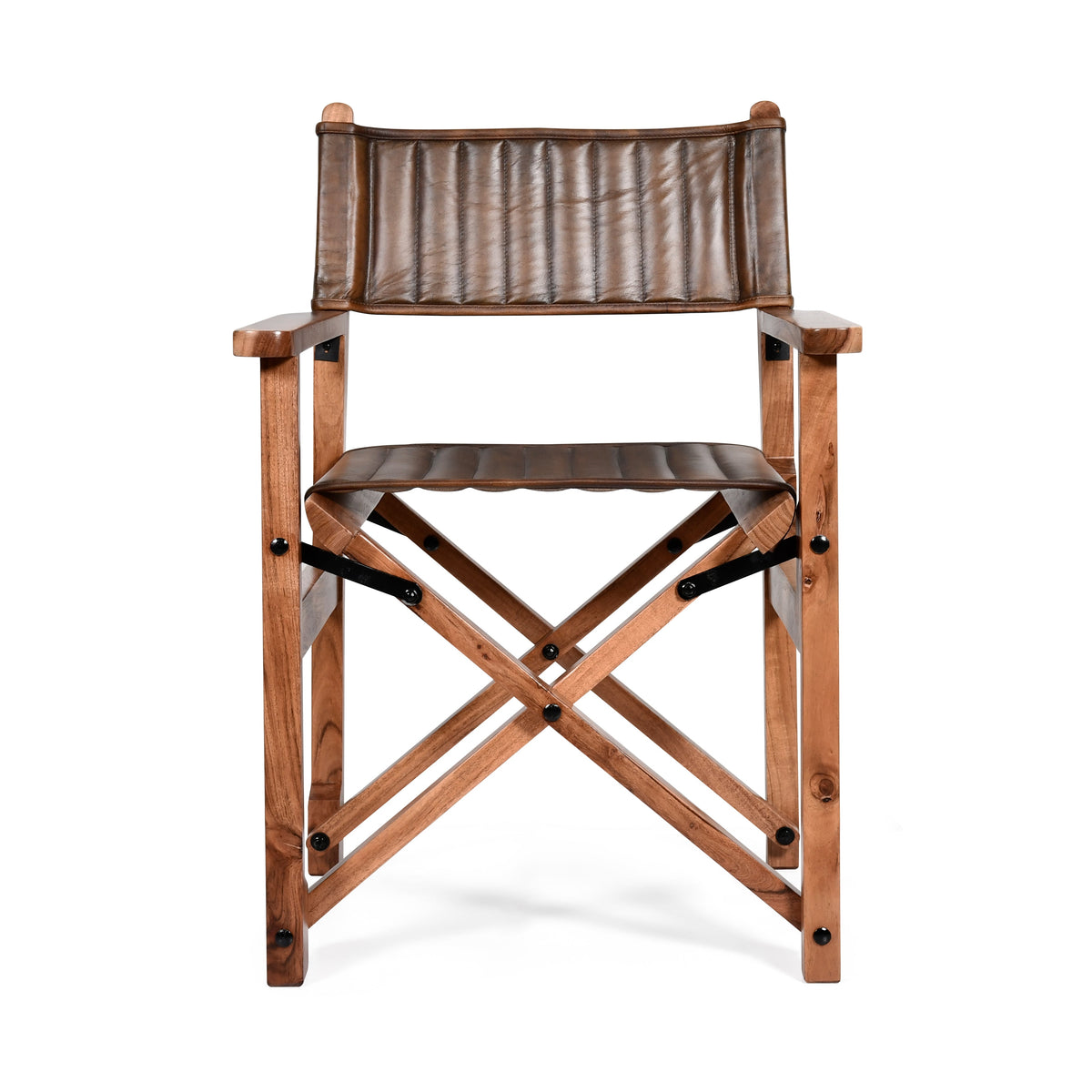 23" Folding Dining Chair in Antique Whiskey Leather