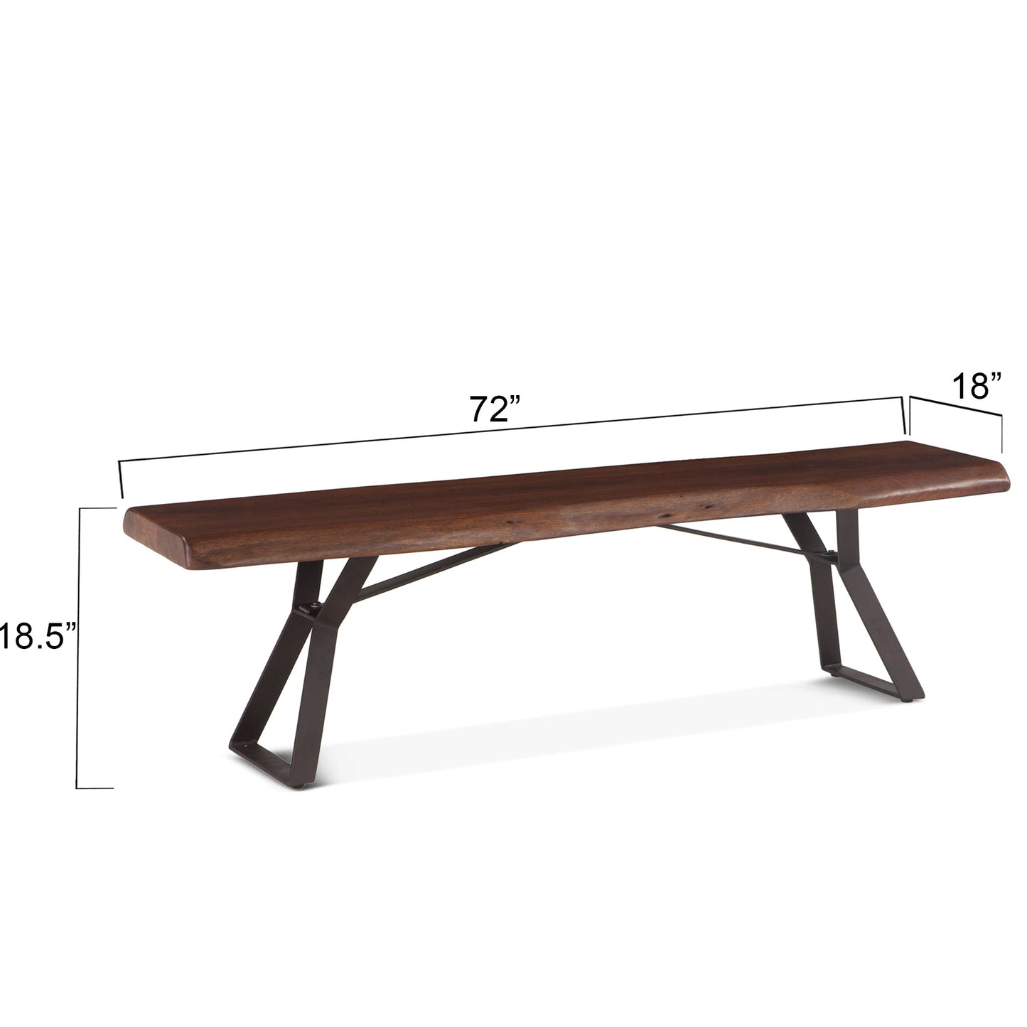 72" Walnut Acacia Wood Bench