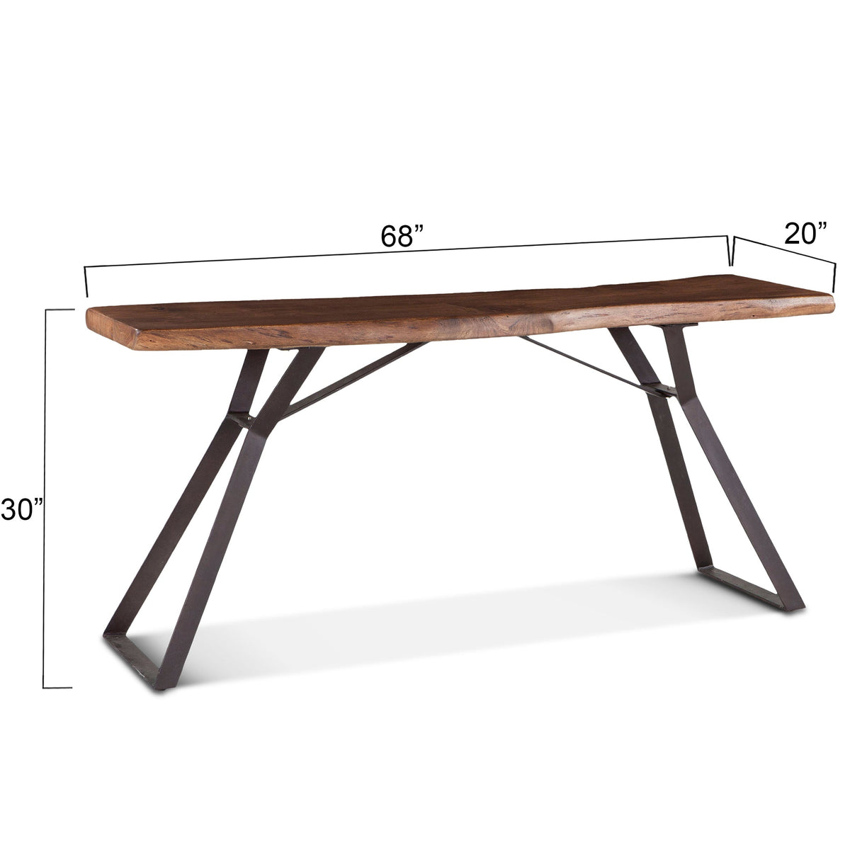 70" Walnut Acacia Wood Console Table
