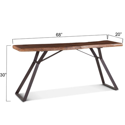 70" Walnut Acacia Wood Console Table