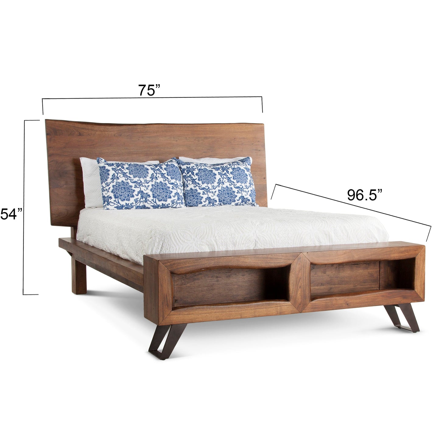 75" Walnut Queen Size Bed