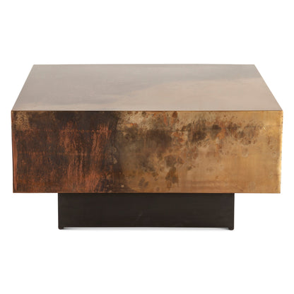 35" Oxidized Copper Metal Coffee Table