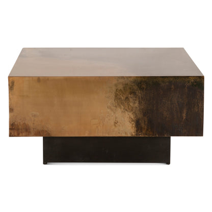 35" Oxidized Copper Metal Coffee Table