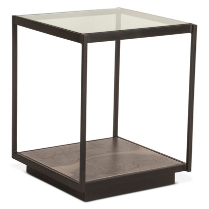 18" Oxidized Black Metal Side Table
