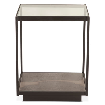 18" Oxidized Black Metal Side Table