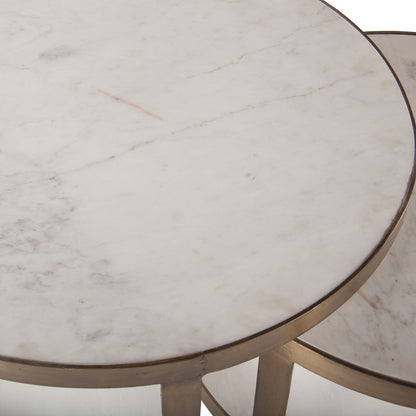 36" White Marble Coffee Table
