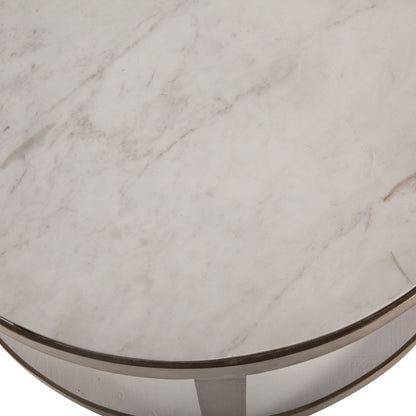 22" White Marble Nesting Side Tables