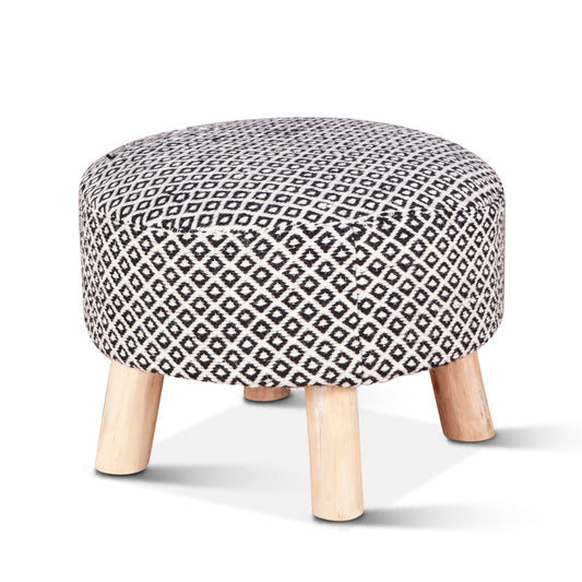 24" Handloom Durry Upholstered Accent Stool