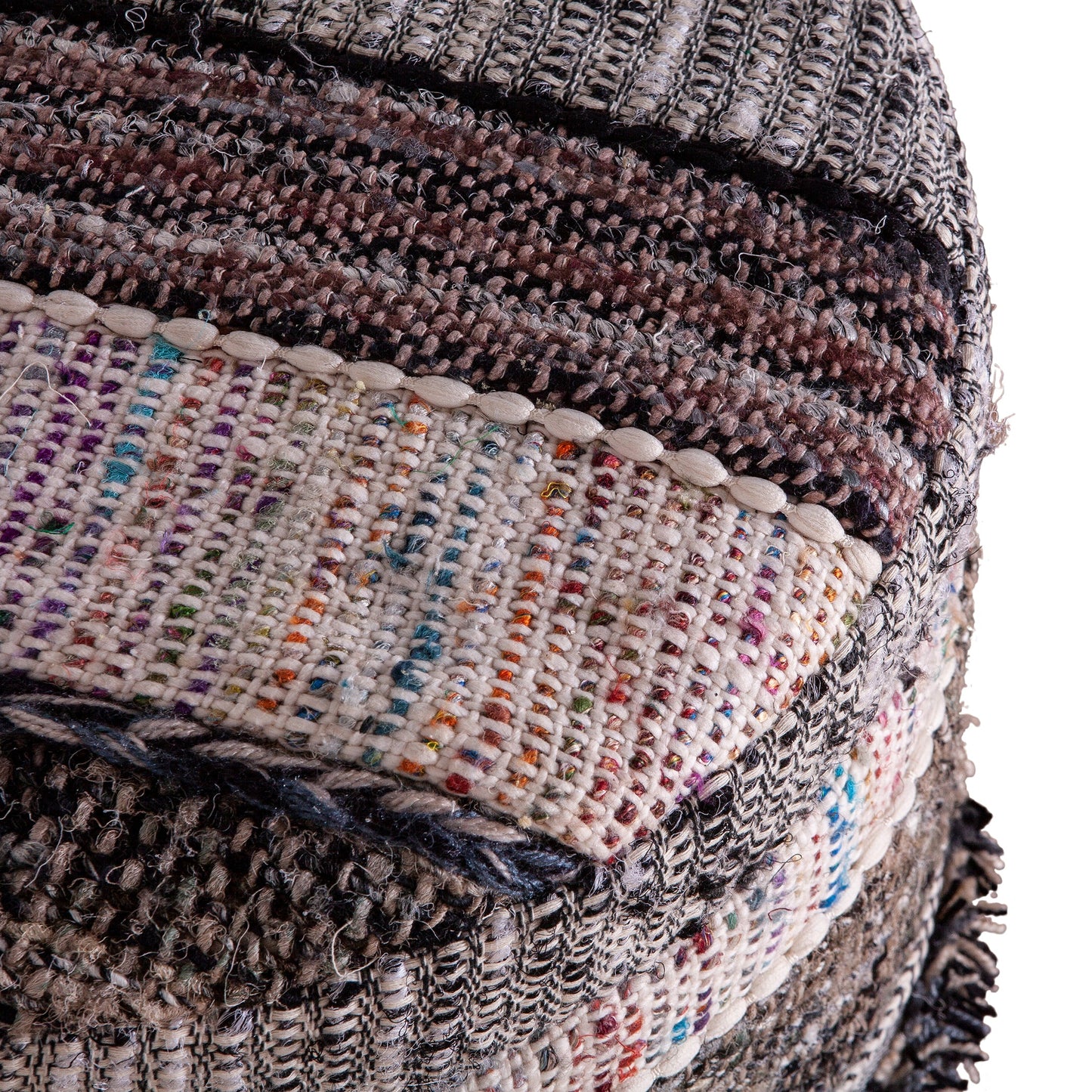 19" Moroccan Fluffy Black Accent Storage Stool