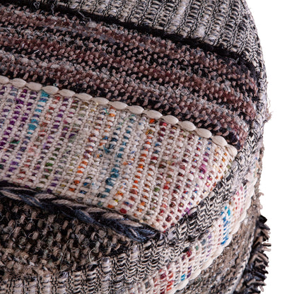 19" Moroccan Fluffy Black Accent Storage Stool