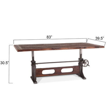 83" Reclaimed Teak Adjustable Dining Table
